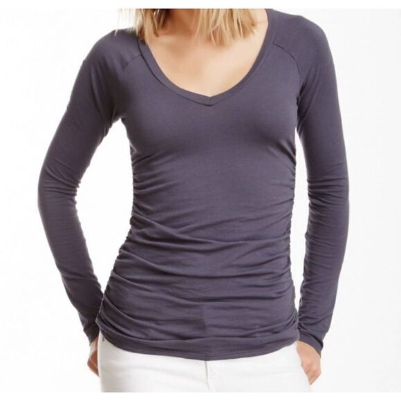 James Perse purple Long Sleeve Slim Ruched Raglan Tee sz 3 (large) - Picture 1 of 5